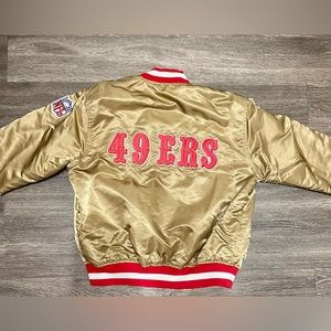 Vintage San Francisco 49ers Authentic Pro Line by STARTER Gold Satin Jacket L